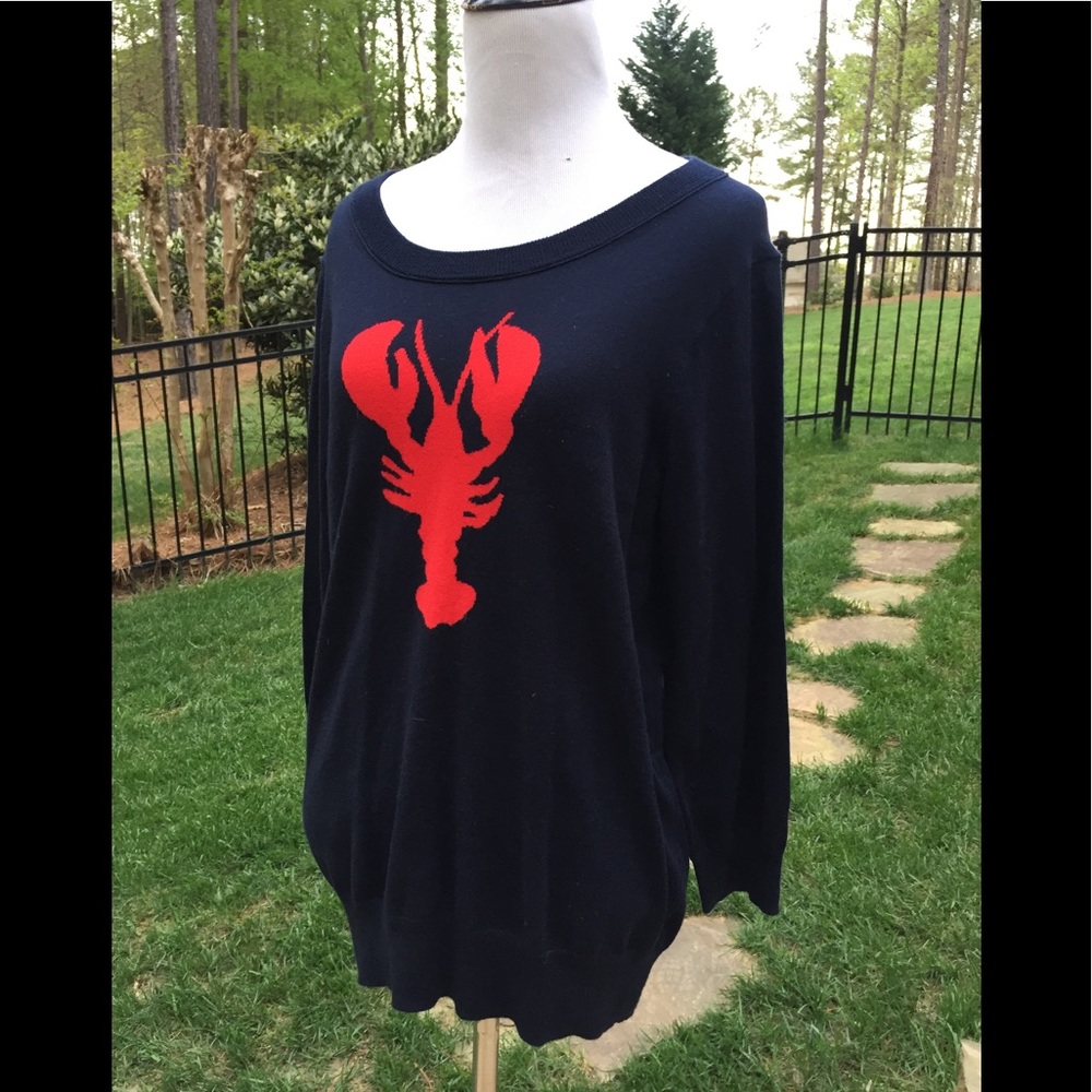 J Crew women's Navy Lobster light sweater-M-EC
